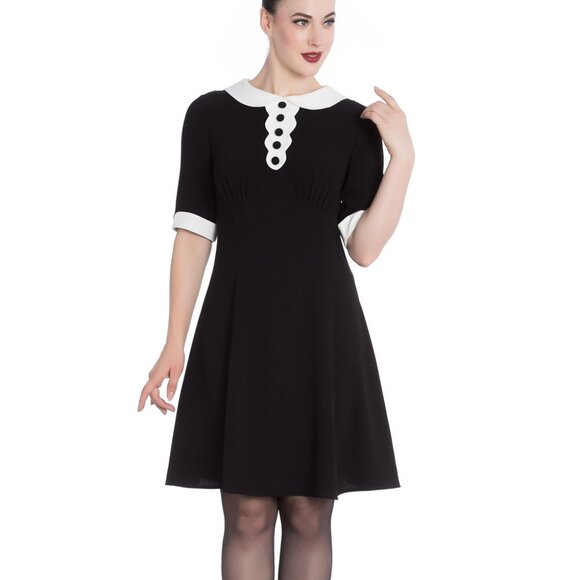 Large New Unworn Hell Bunny Magpie Dress Modcloth Hot Topic Wednesday Addams - Picture 1 of 6